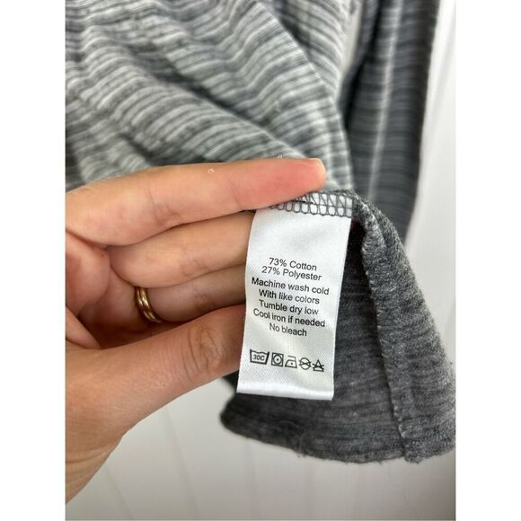 Lilla P Long Sleeve Striped Gray Round Neck Cotton Blend Top‎ Size L - Picture 5 of 7